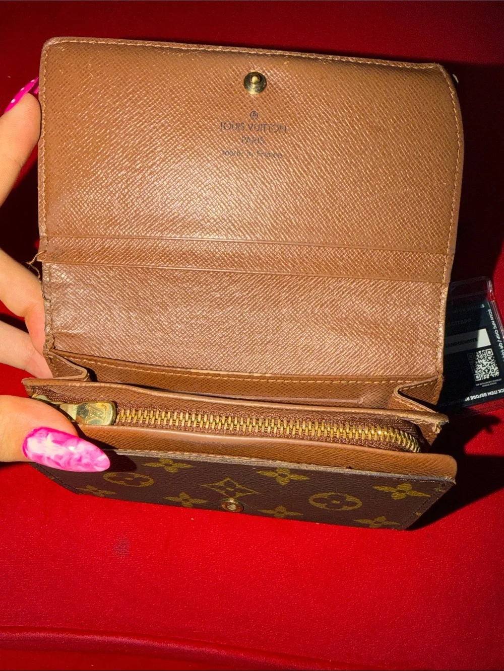 Authentic Louis Vuitton Monogram Canvas Phone Wallet Case in Brown and Gold